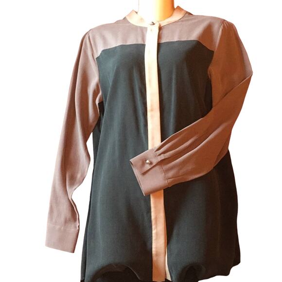 Soft Surroundings Color-block Button Front Silk Tunic Top Small - Picture 1 of 6